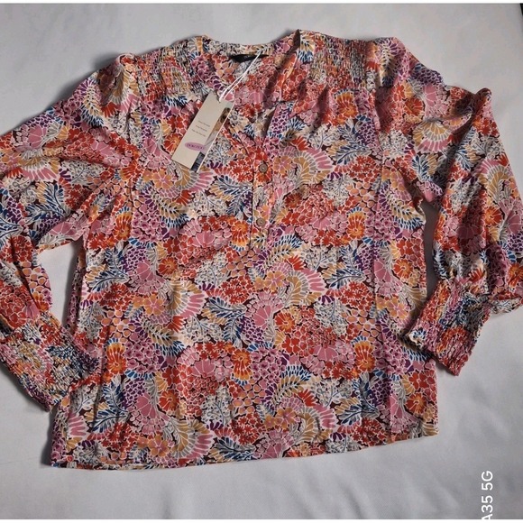 Dokotoo Women's Casual V-Neck Easel Floral Print Long Sleeve Blouses Small - Picture 3 of 8